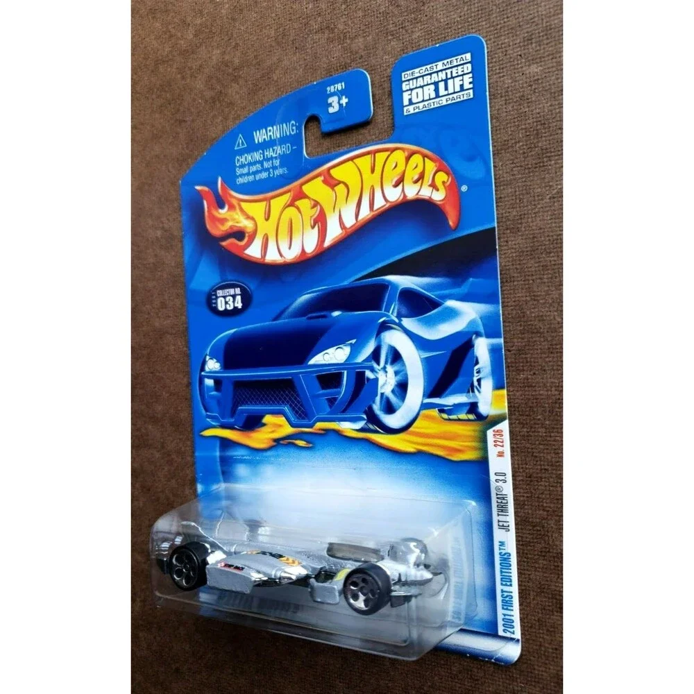 Hot Wheels JET THREAT 3.0 Gray 2001 First Editions #34 & Spectraflam II Blue #89